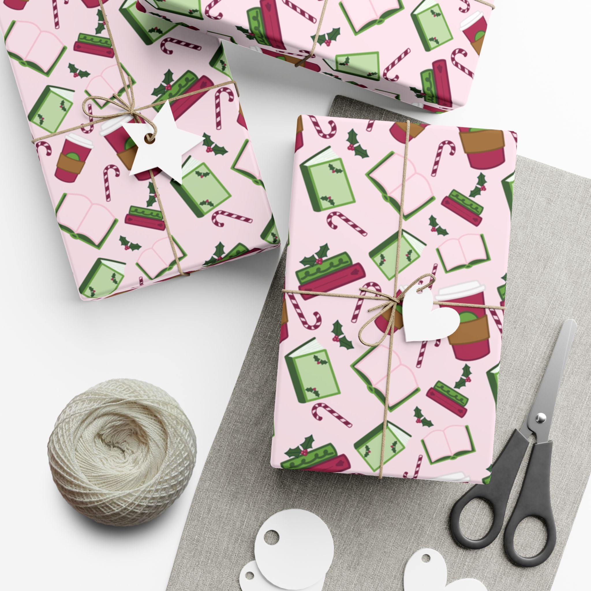 Gift Wrap Paper - Books and Coffee Festive Design