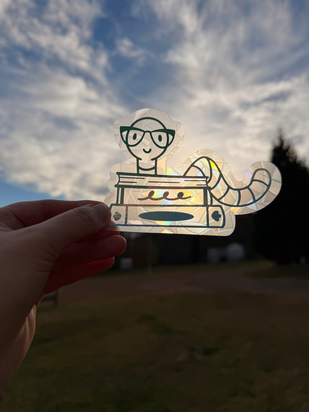 Book Worm Suncatcher Decal