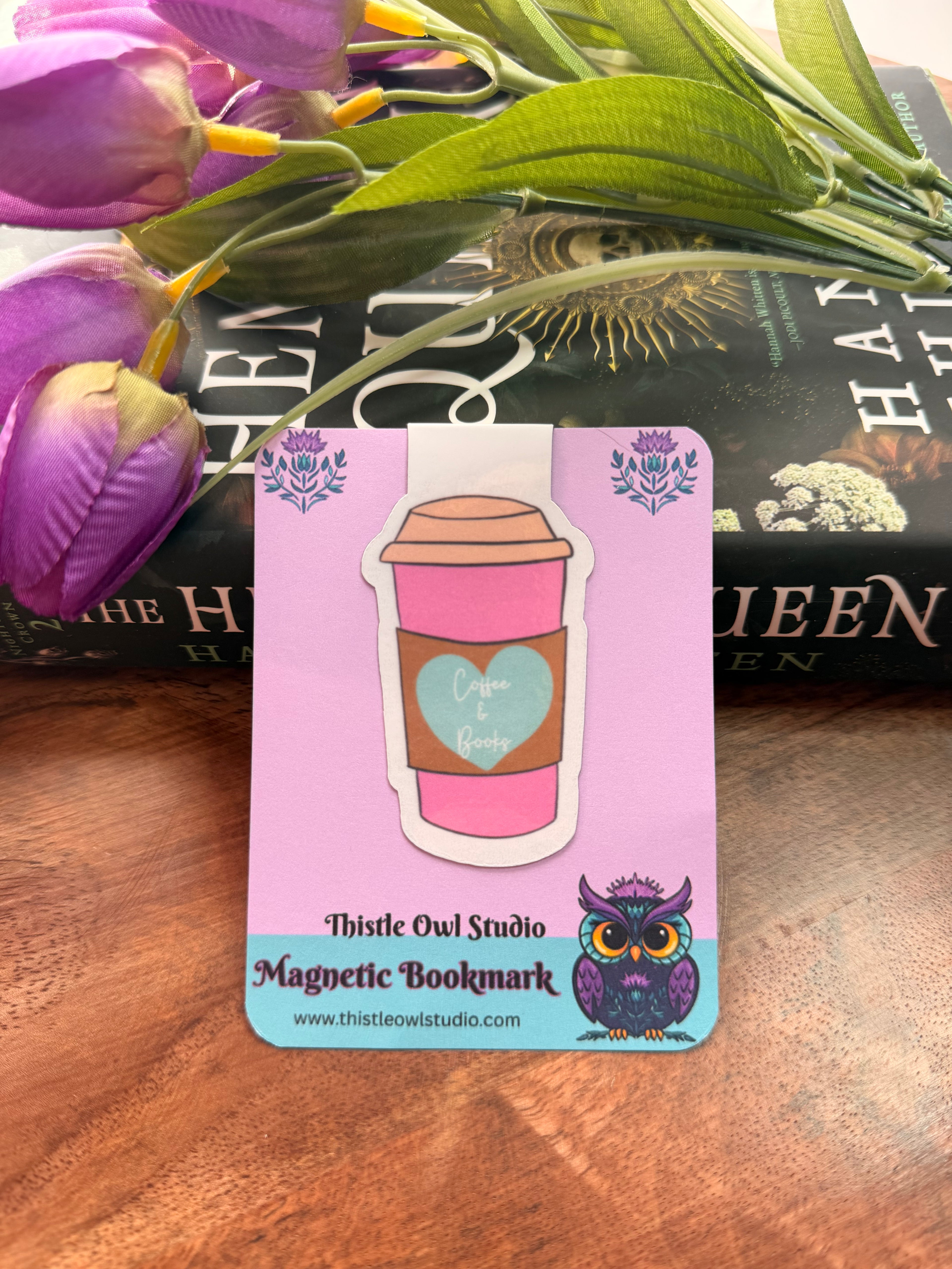 Coffee & Books Cup, Magnetic Bookmark