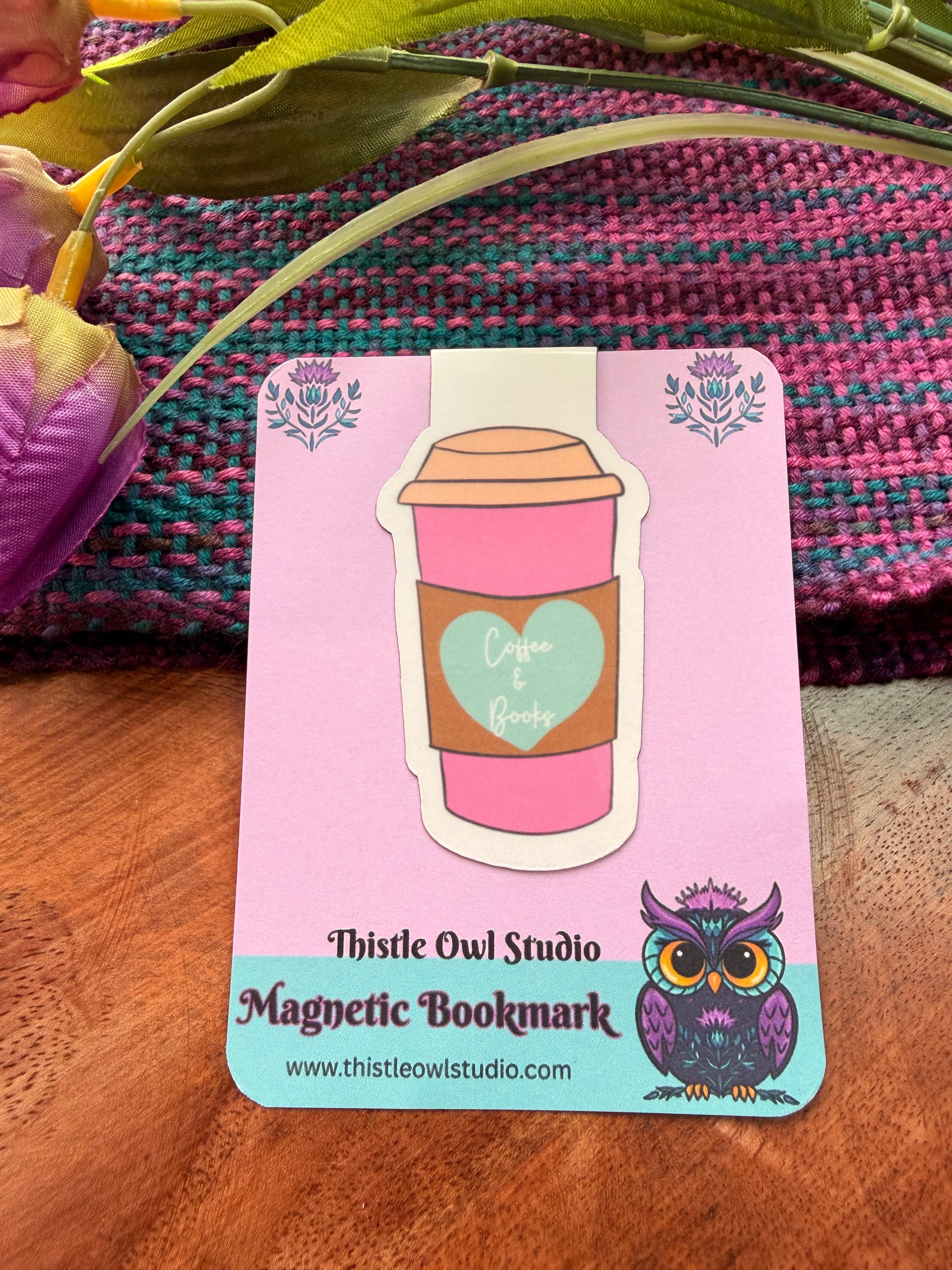 Coffee & Books Cup, Magnetic Bookmark