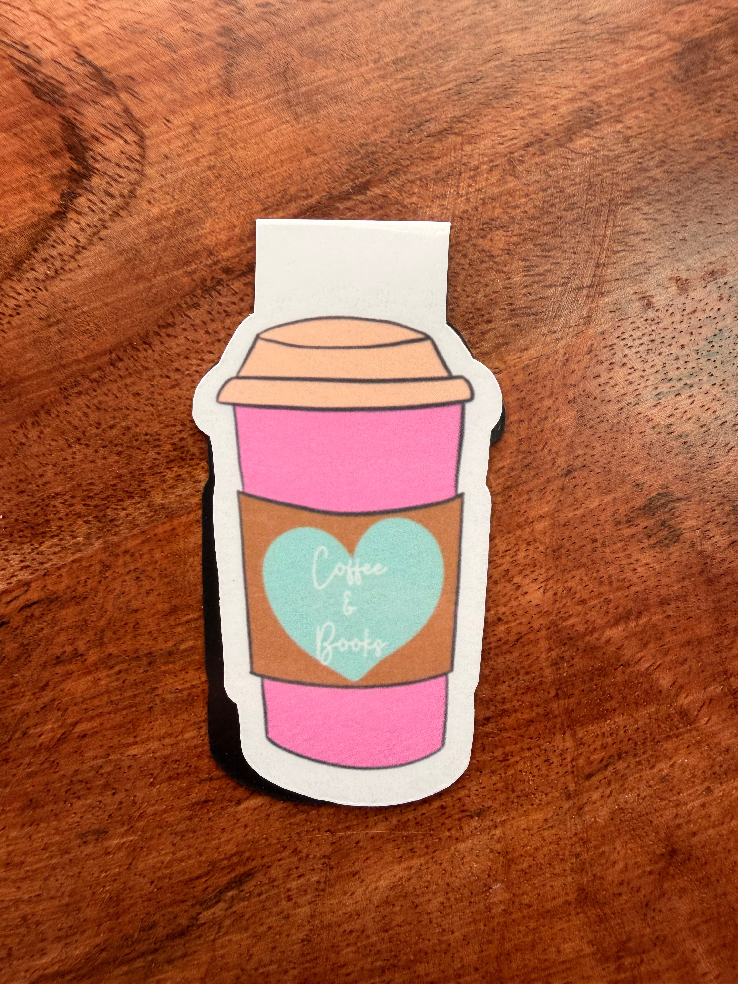 Coffee & Books Cup, Magnetic Bookmark