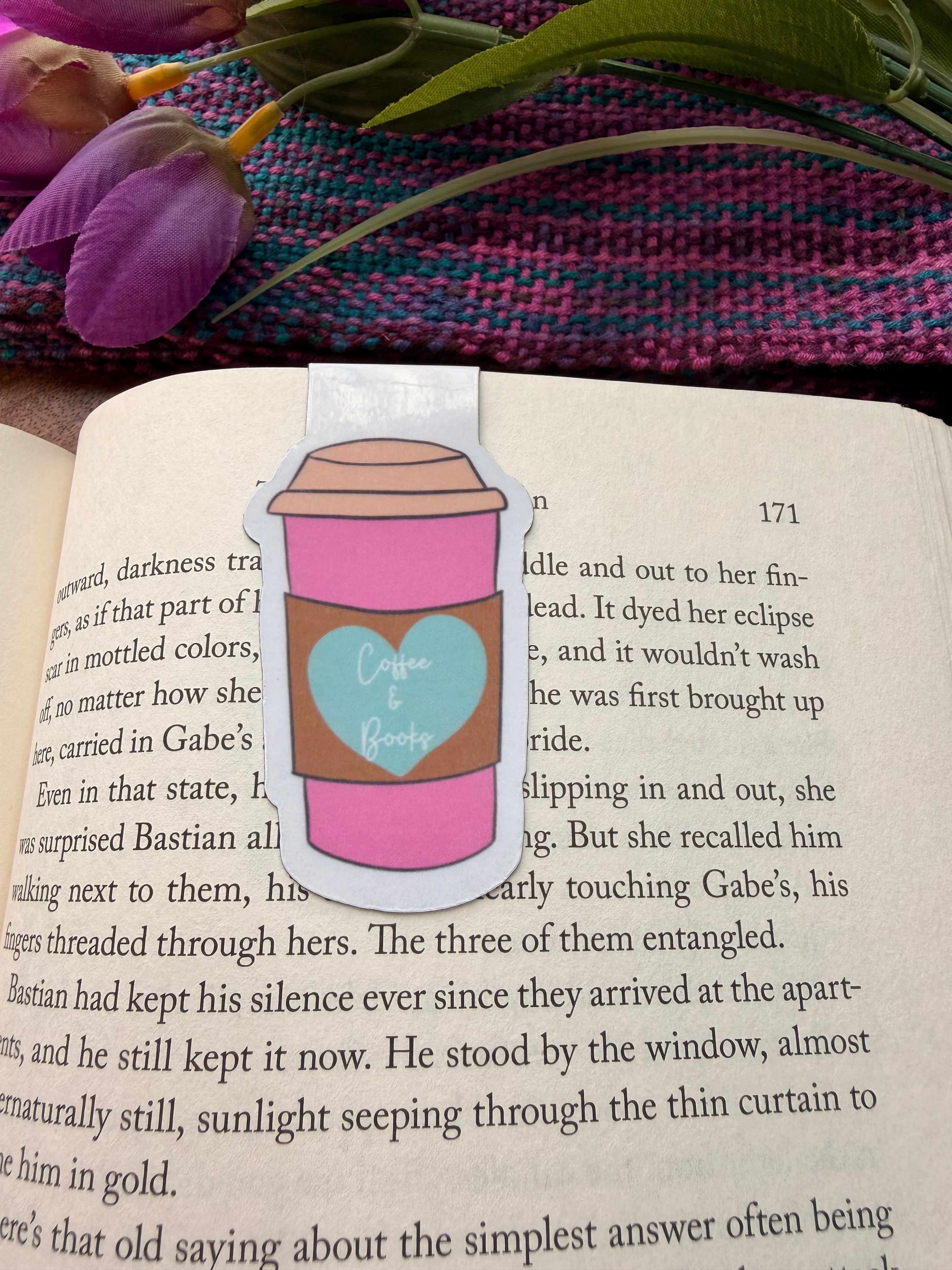 Coffee & Books Cup, Magnetic Bookmark