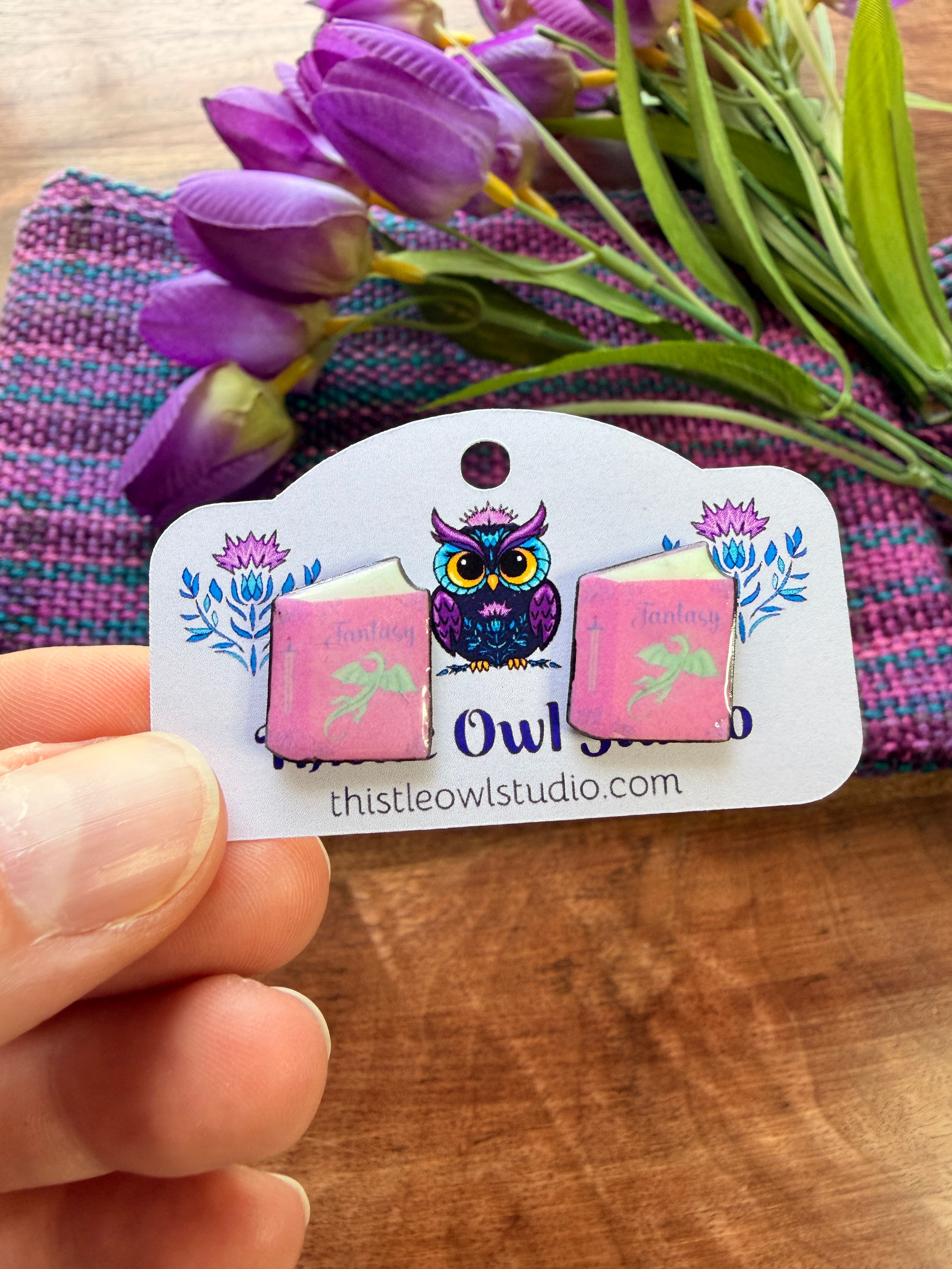 Fantasy Book Stud Earrings