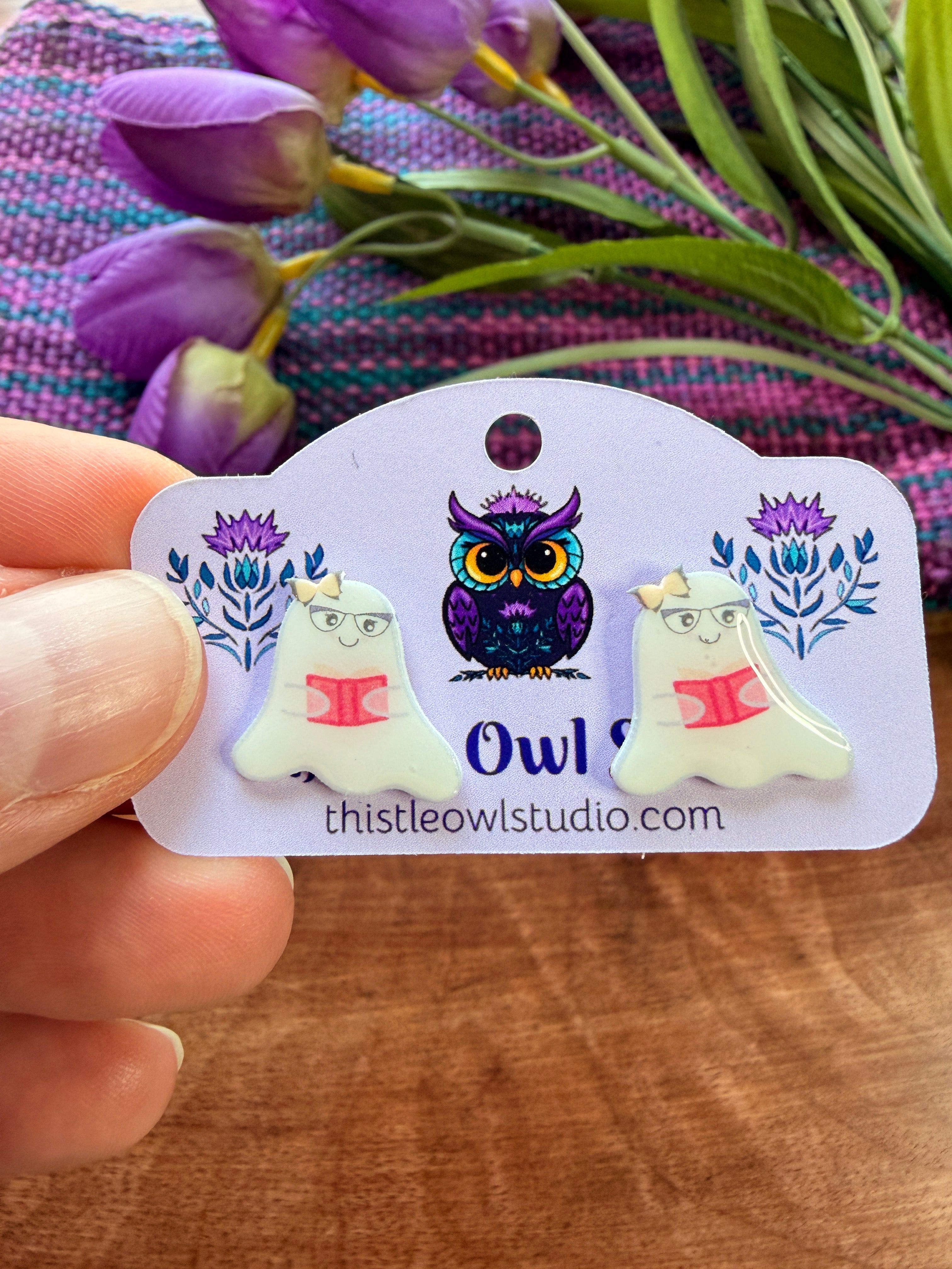 Bookish Ghost Stud Earrings