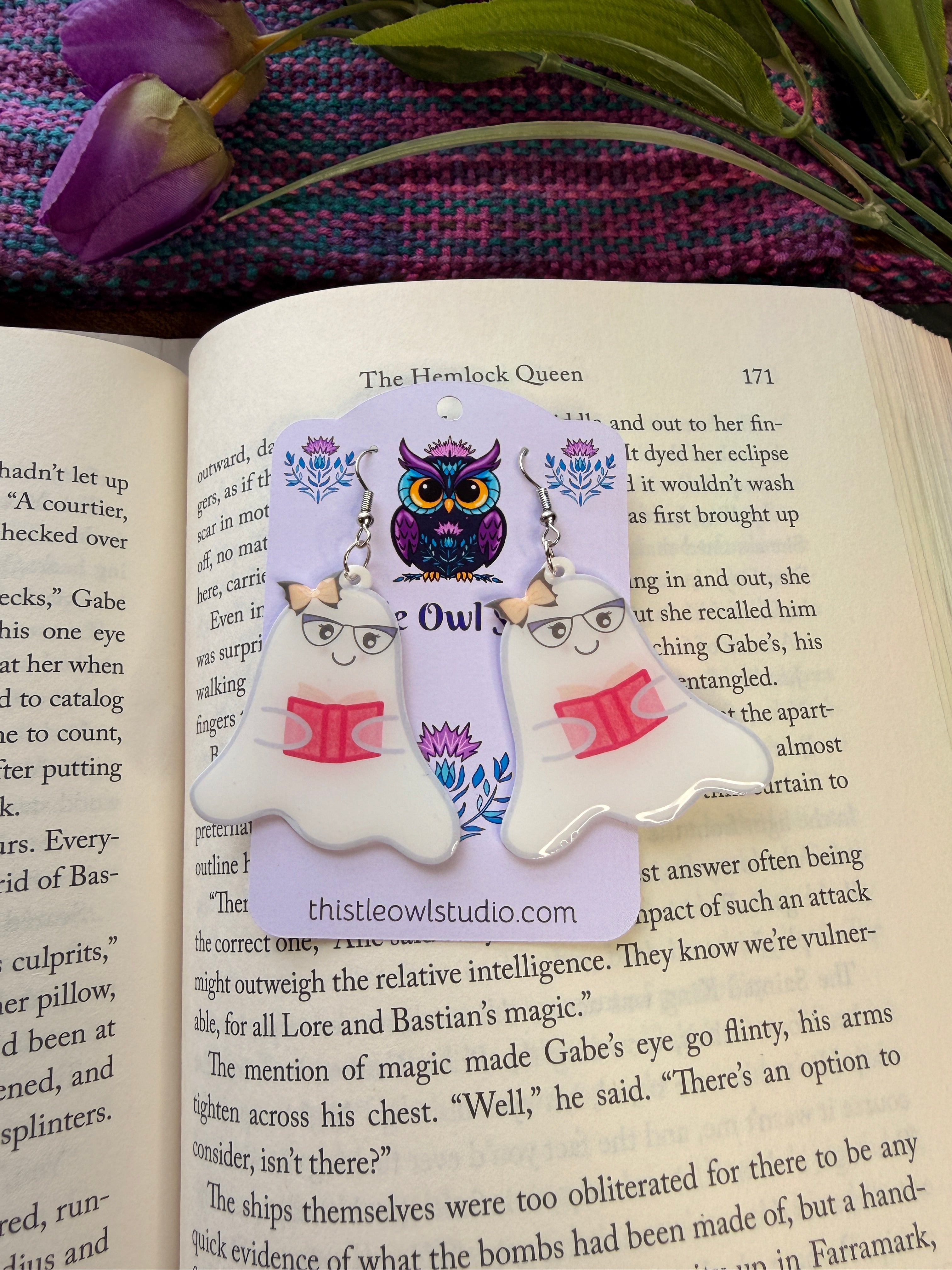 Bookish Ghost Dangle Earrings