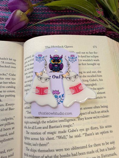 Bookish Ghost Dangle Earrings