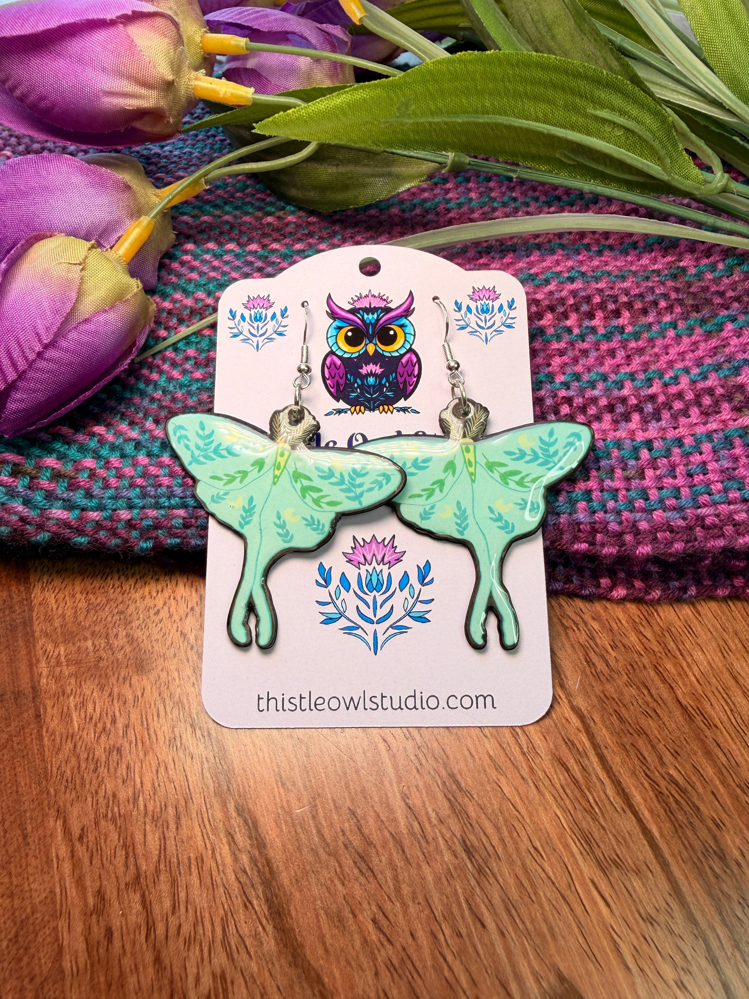 Luna Moth Dangle Earrings