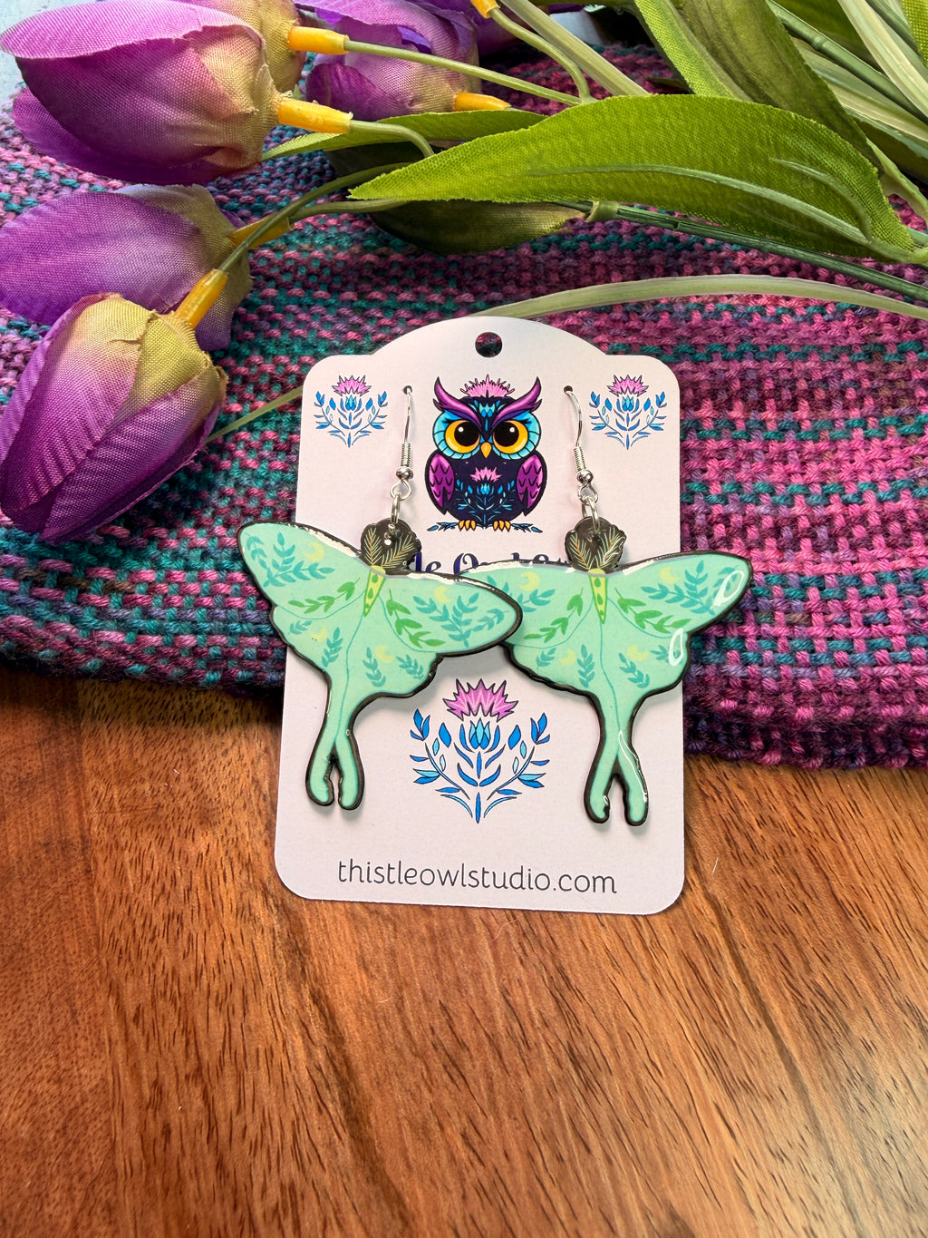Luna Moth Dangle Earrings