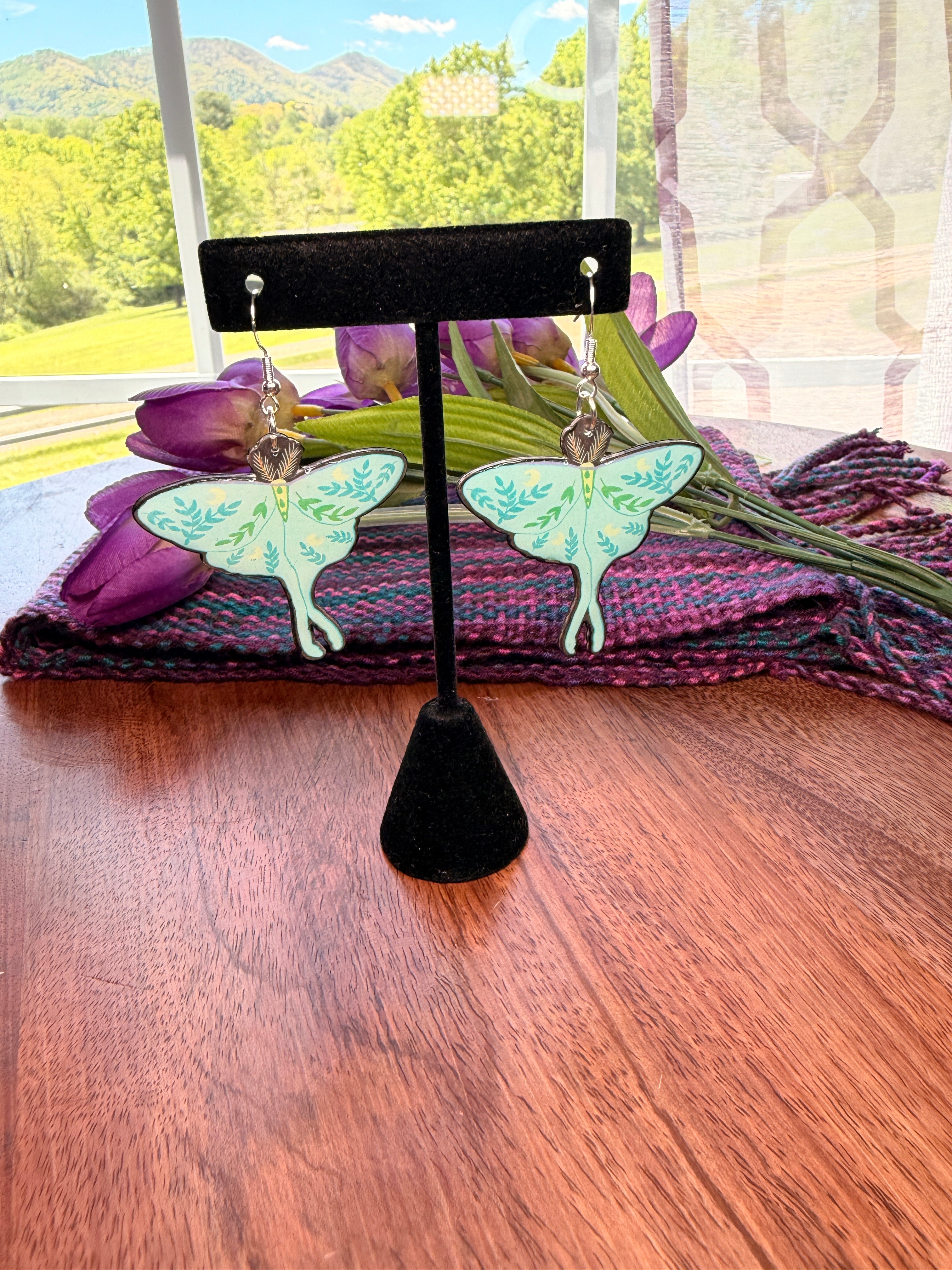 Luna Moth Dangle Earrings