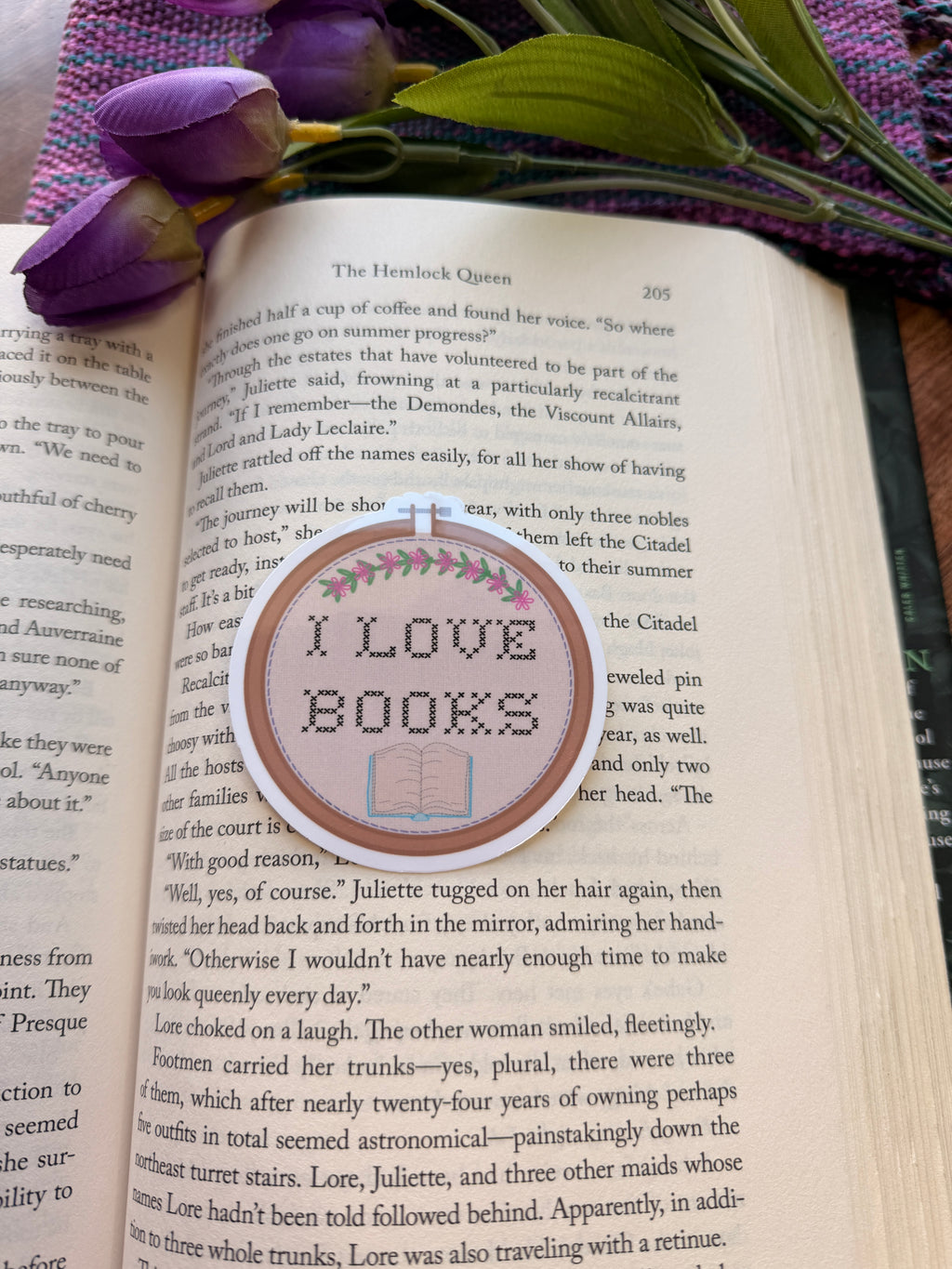 I Love Books Embroidery Hoop Sticker