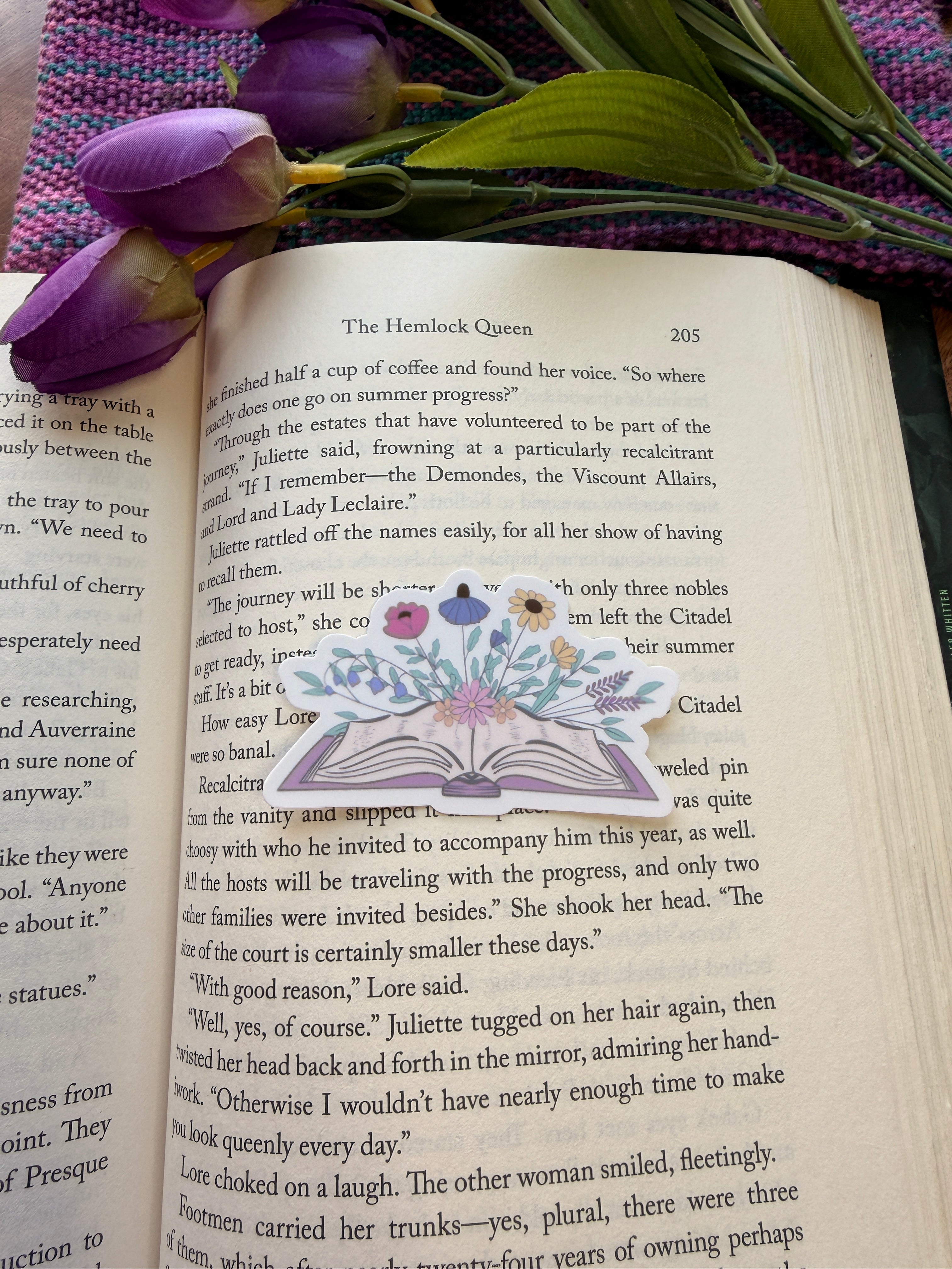 Pastel Floral Open Book Sticker
