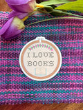 I Love Books Embroidery Hoop Sticker