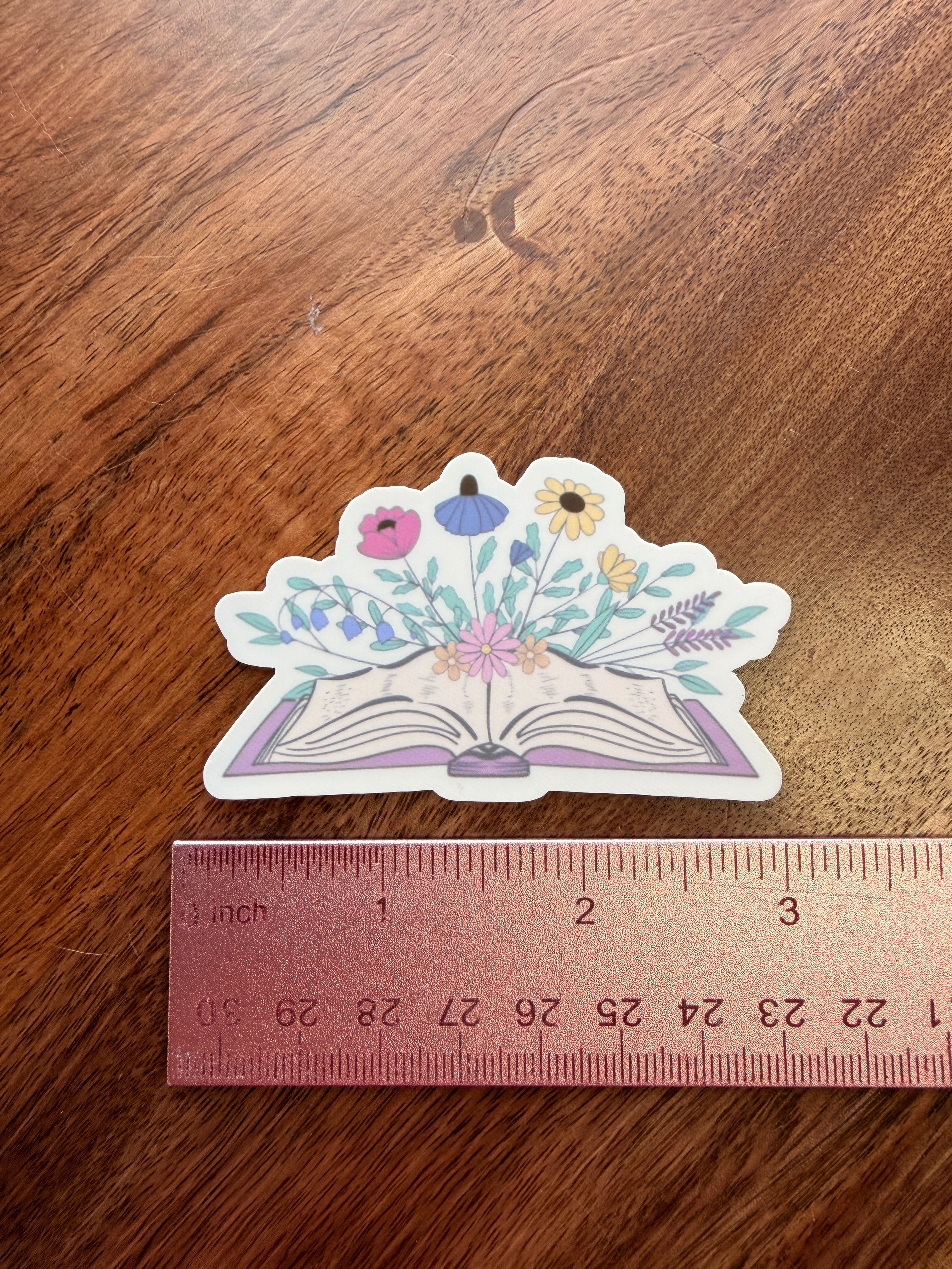 Pastel Floral Open Book Sticker
