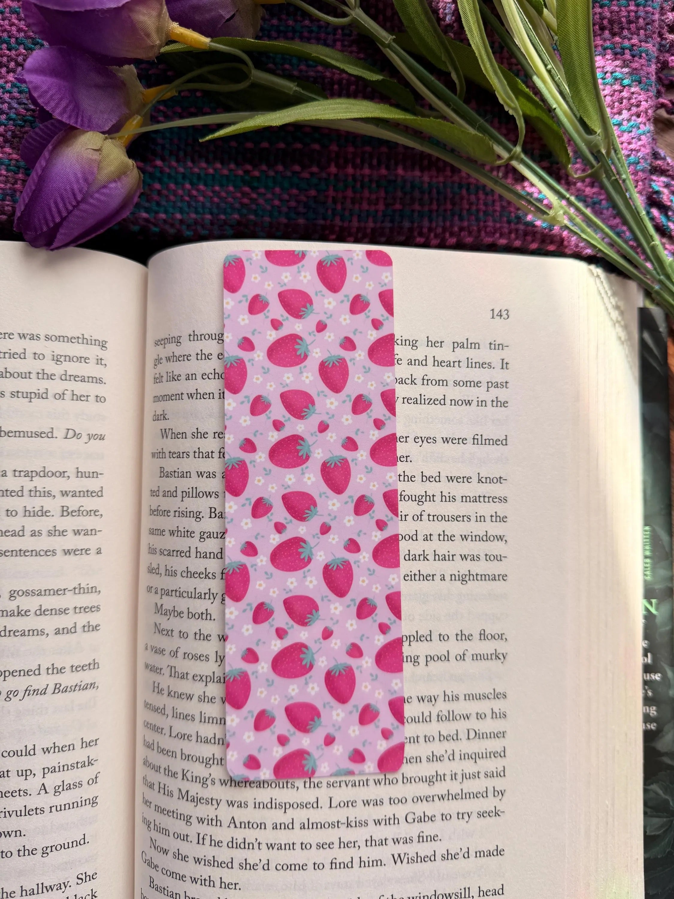 Pink Strawberry Pattern Bookmark