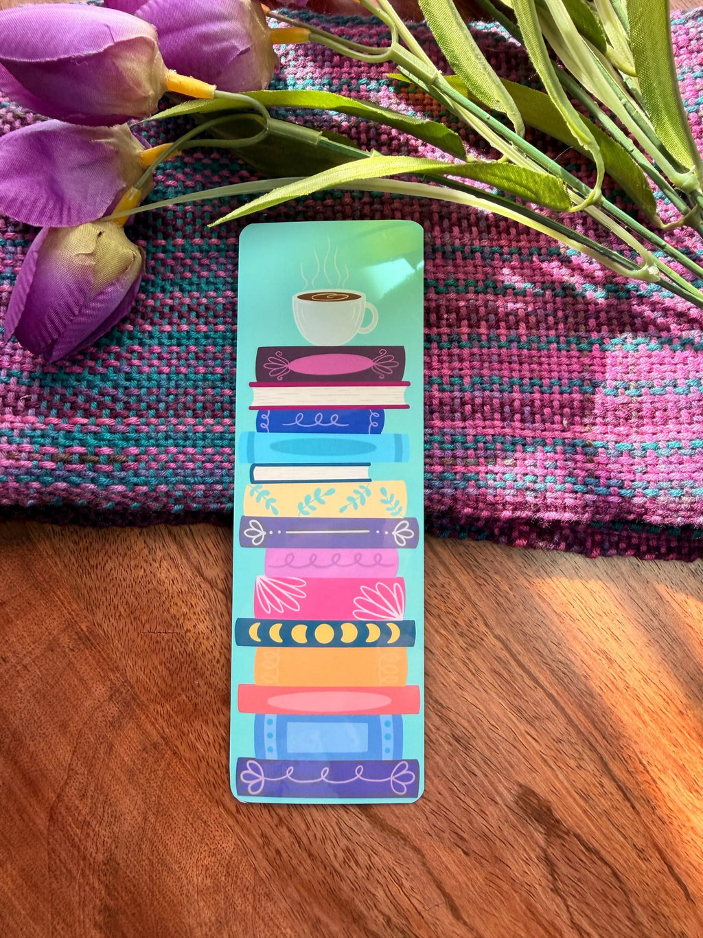 Hand Drawn Books & Coffee Bookmark