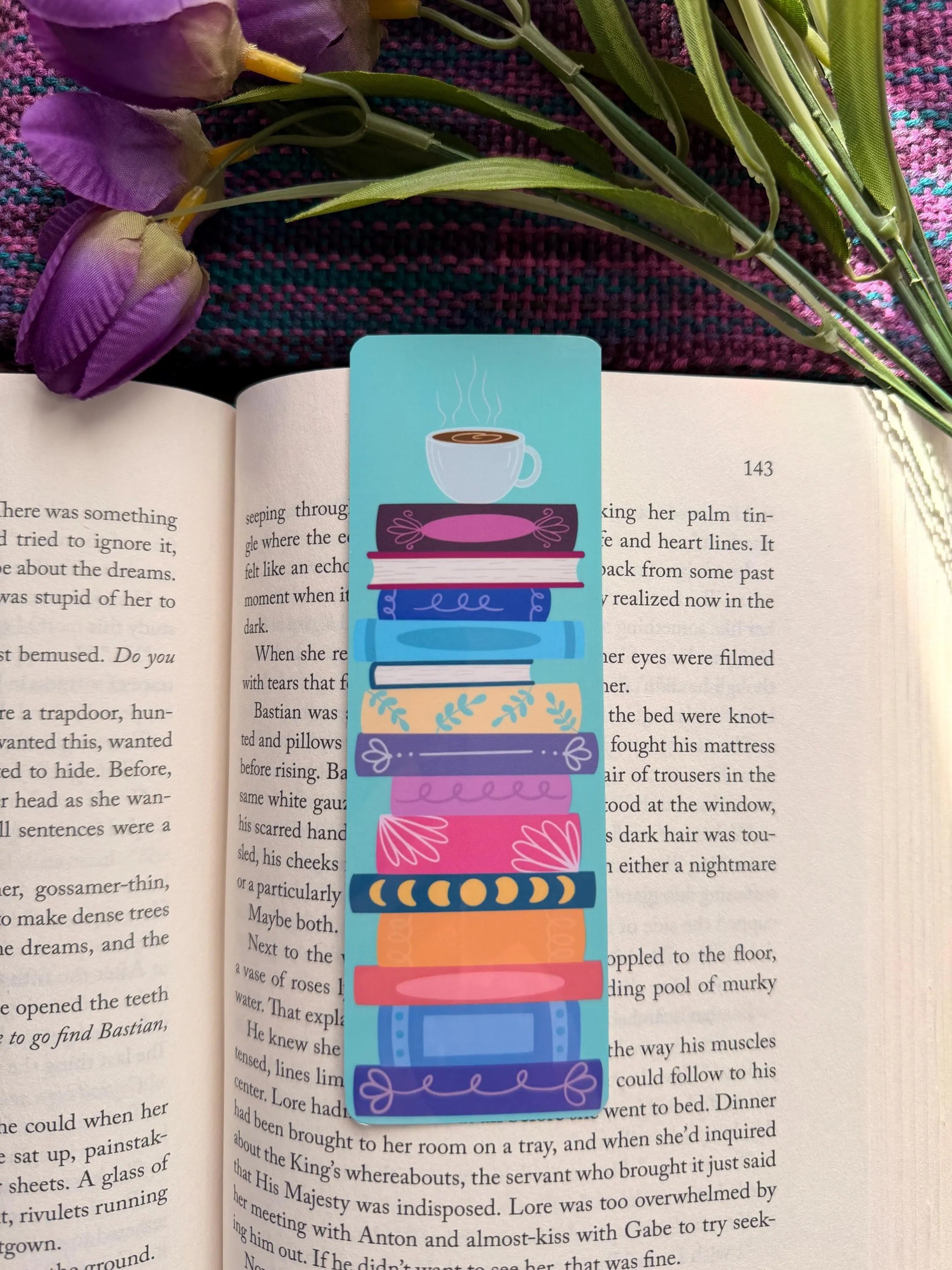 Hand Drawn Books & Coffee Bookmark