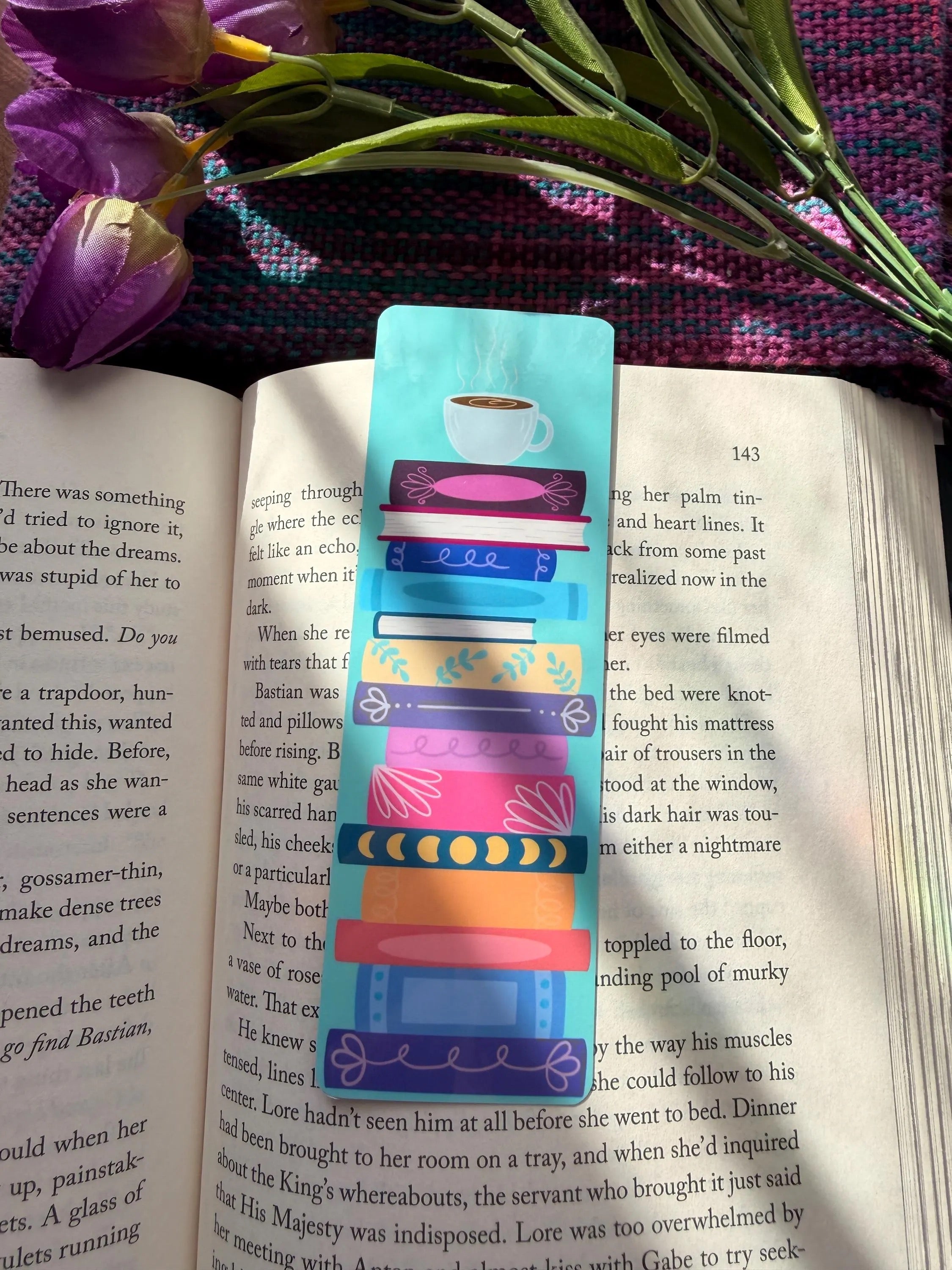 Hand Drawn Books & Coffee Bookmark